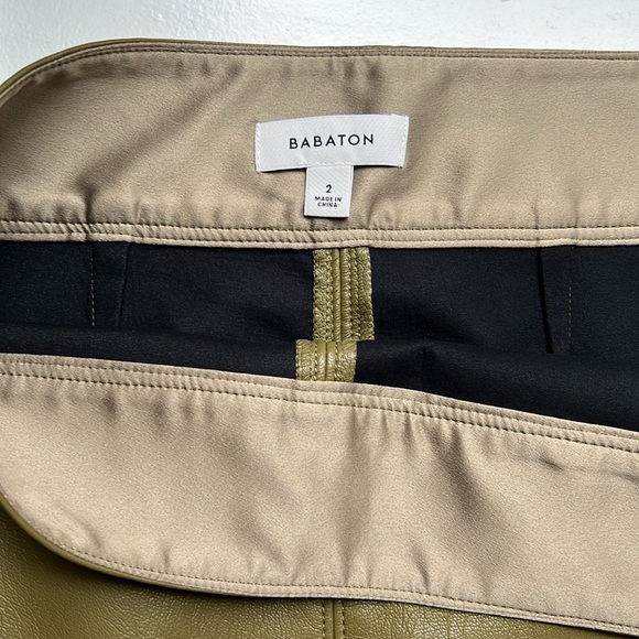 NWOT Aritzia Babaton Pegu Vegan Leather Pencil Skirt with Slit | Olive Green | 2 - Picture 6 of 7